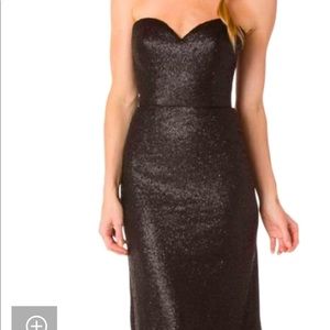 Black Sequin Sweetheart Form Fitting Gown